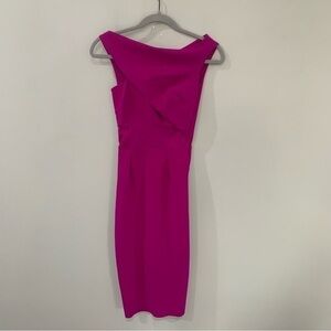 Chiara Boni Dress Ruched Midi Bodycon in Magenta Purple